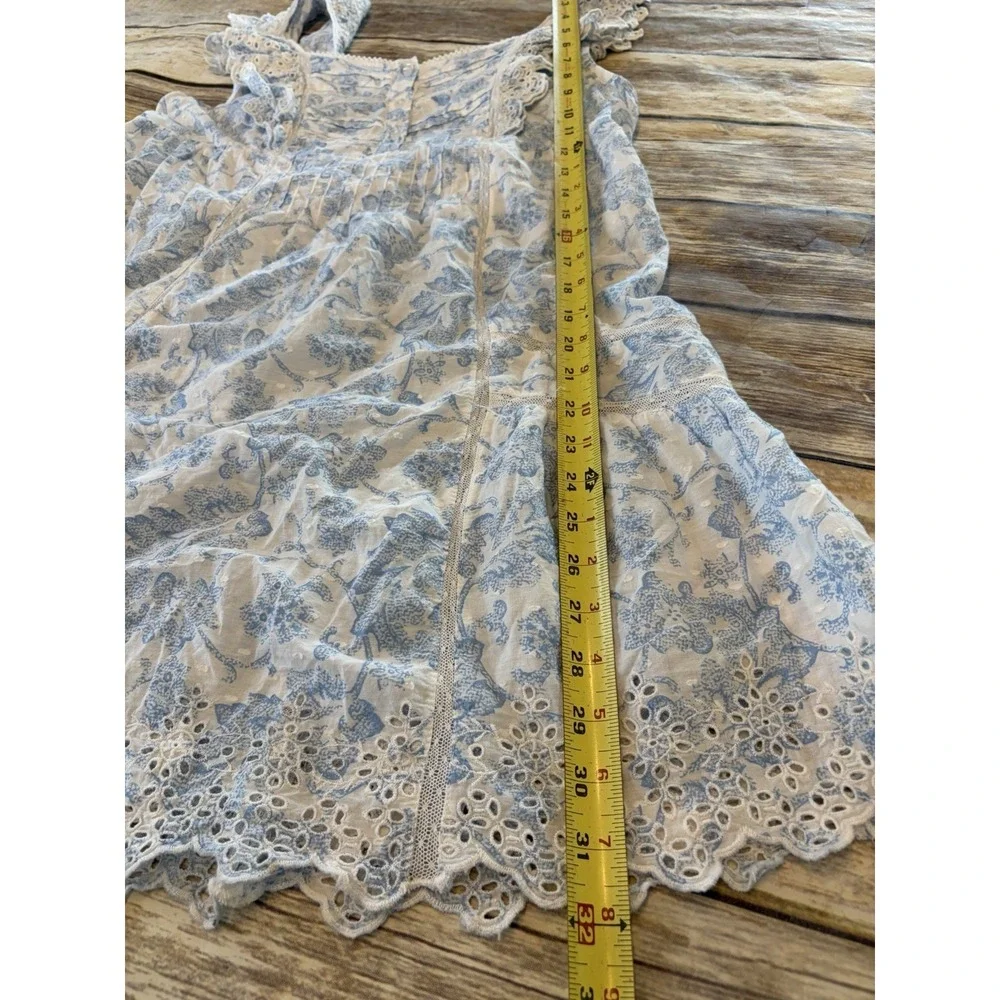 Rachel Ashwell Sz‎ M Blue Floral Cotton Nighte Cottagecore Coquette Girly